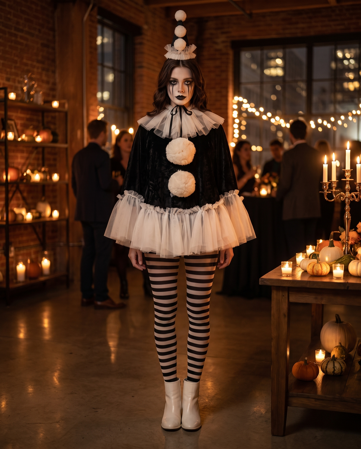 Women's Pierrot Clown Costume – Halloween party