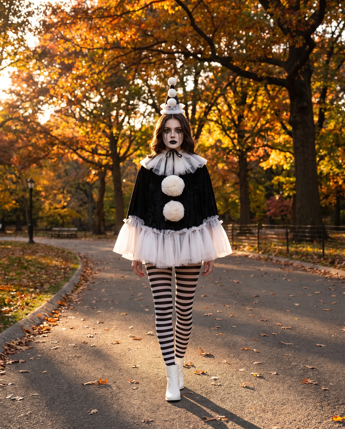 Women's Pierrot Clown Costume – Central Park autumn