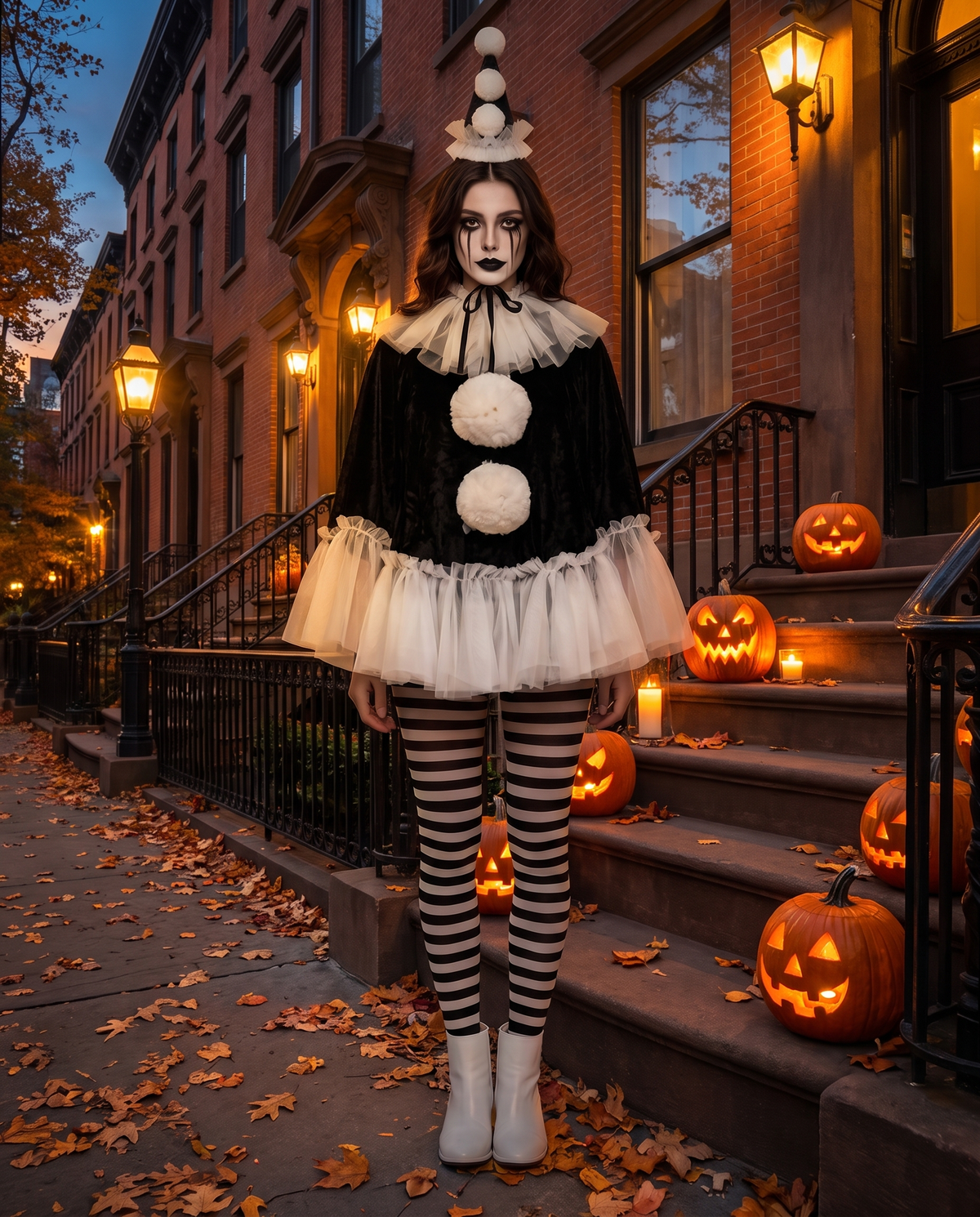 Women's Pierrot Clown Costume – New York street Halloween
