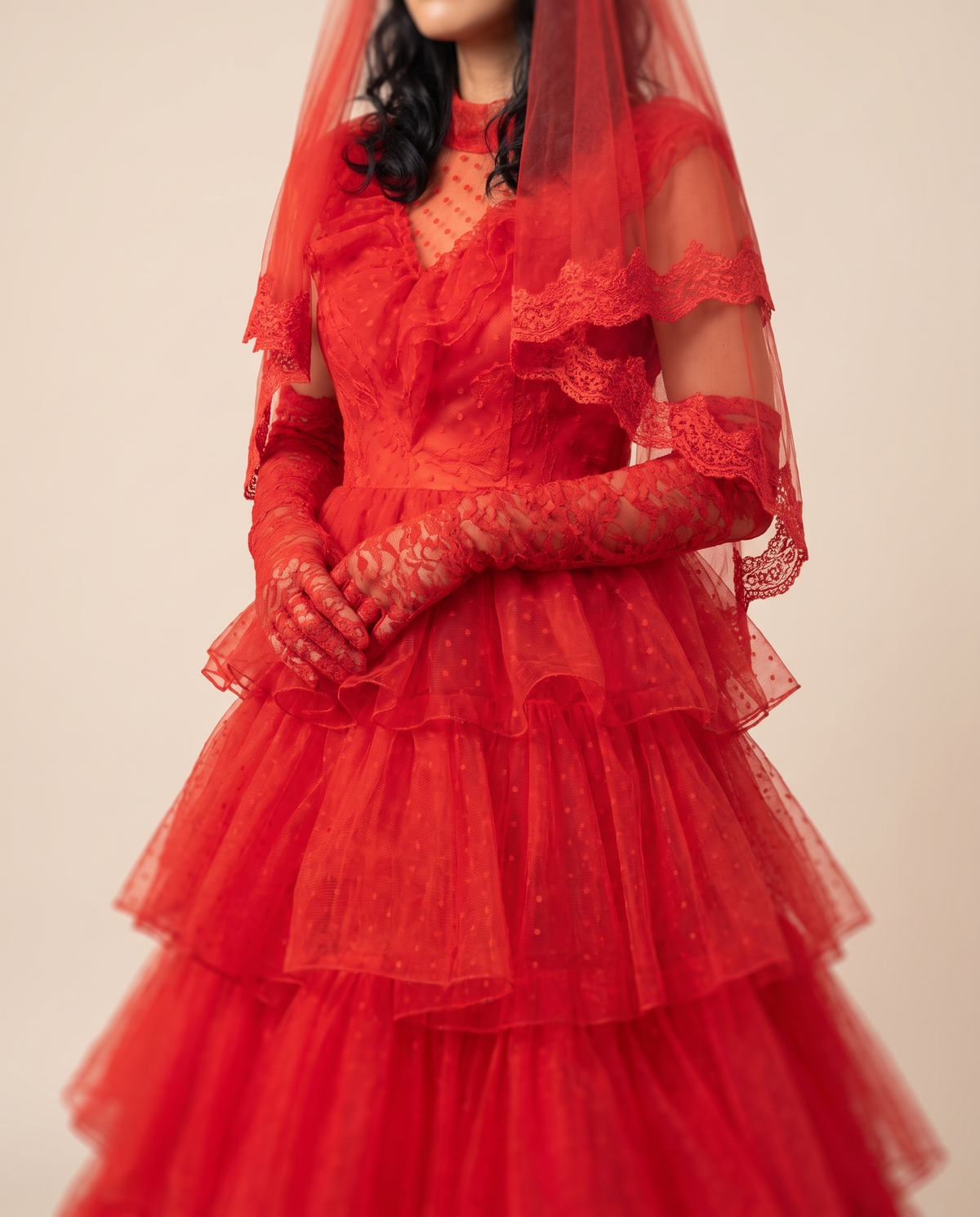 Women's Red Ghost Bride Costume – detail