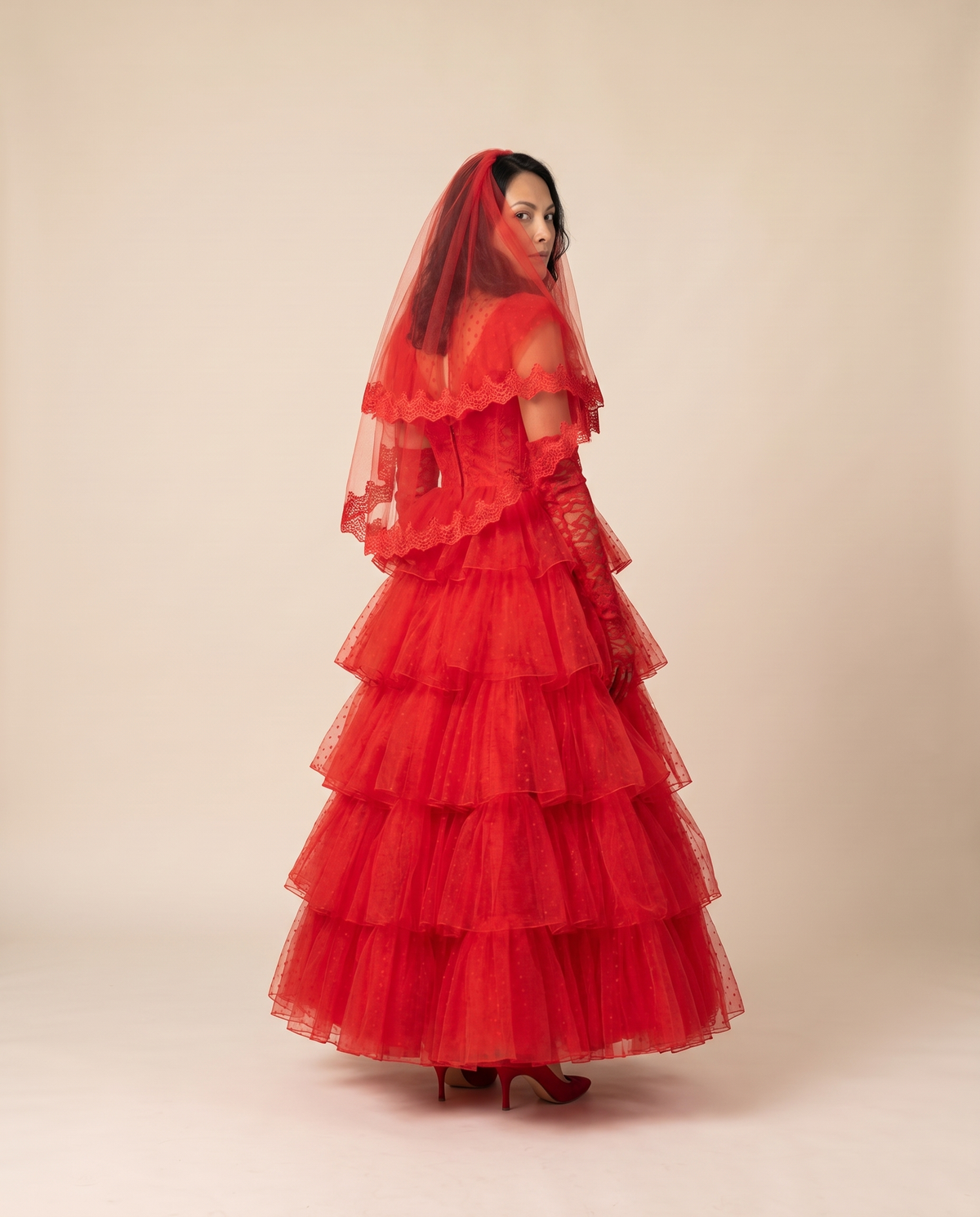 Women's Red Ghost Bride Costume – back view