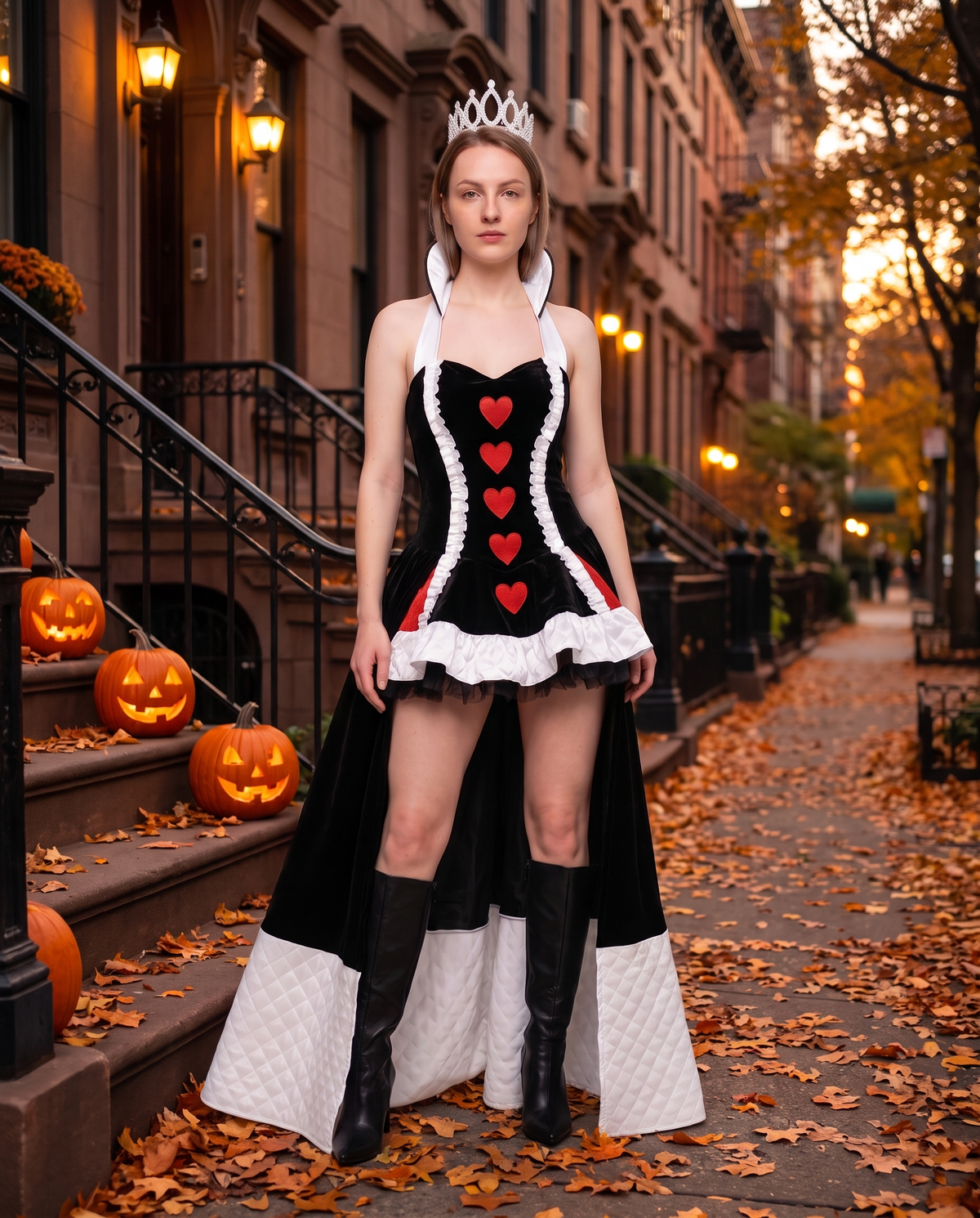 Women's Queen of Hearts Costume Mini Dress – New York street Halloween