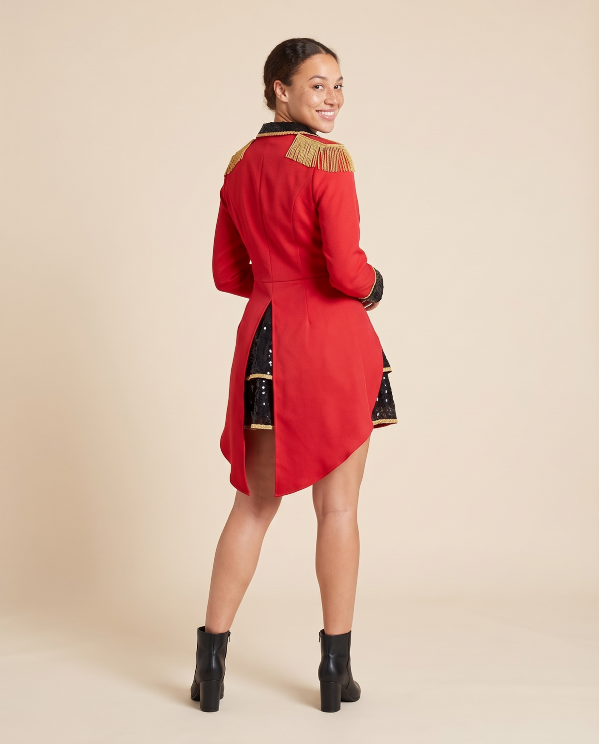 Women's Red Sequin Ringmaster Costume – back view