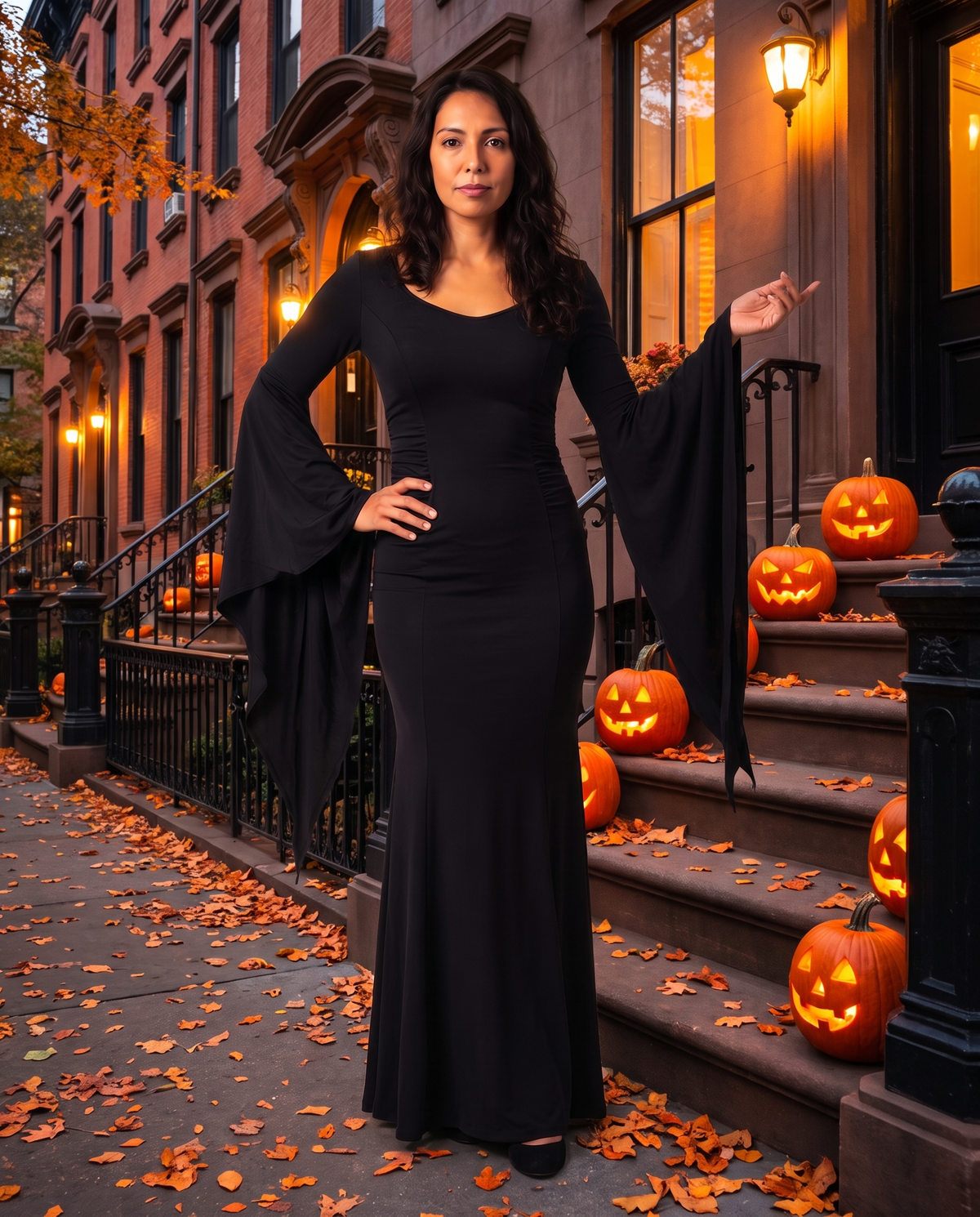 Women's Black Batwing Gothic Witch Maxi Dress – New York street Halloween