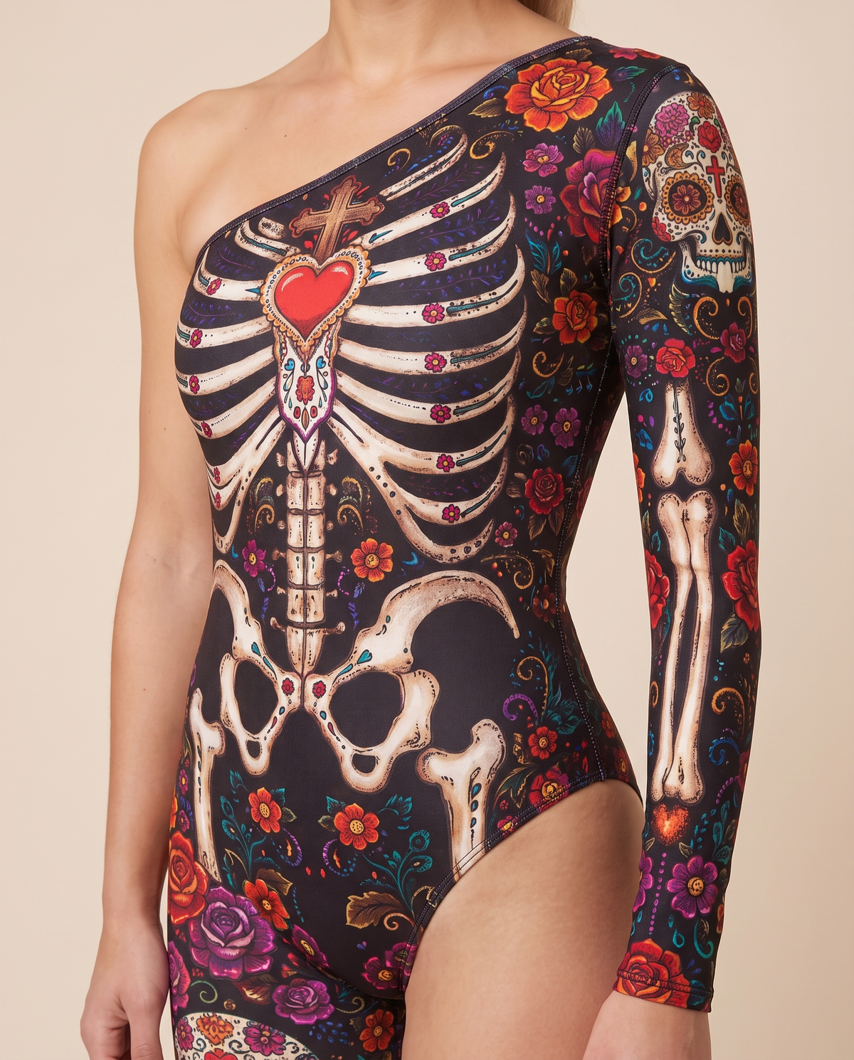 Women's Skeleton Skull Print Jumpsuit – detail