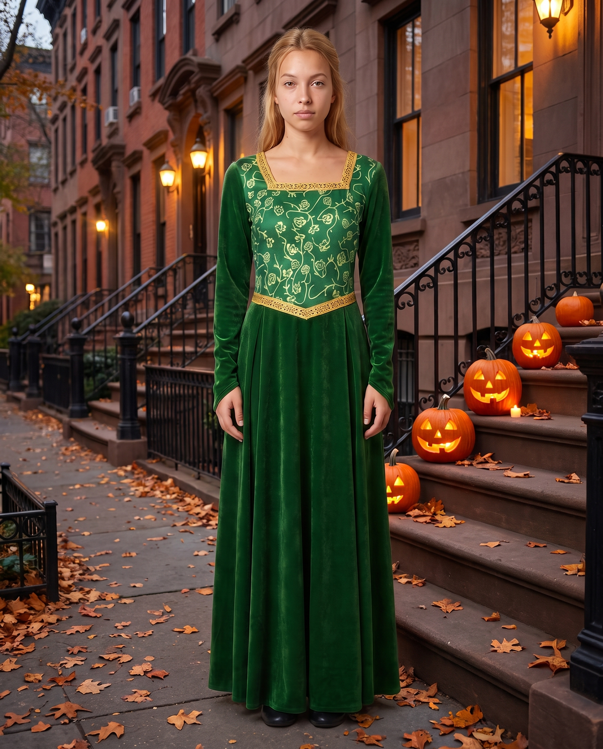 Women's Green Velvet Medieval Princess Gown – New York street Halloween