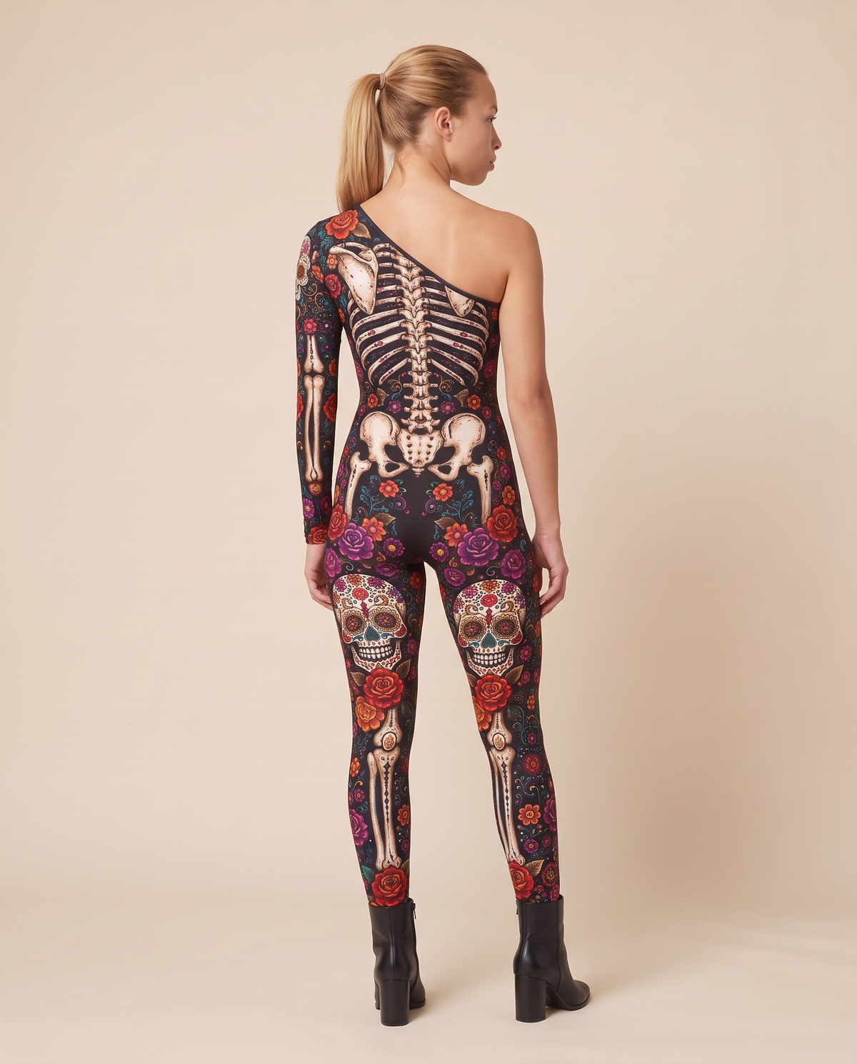 Women's Skeleton Skull Print Jumpsuit – back view