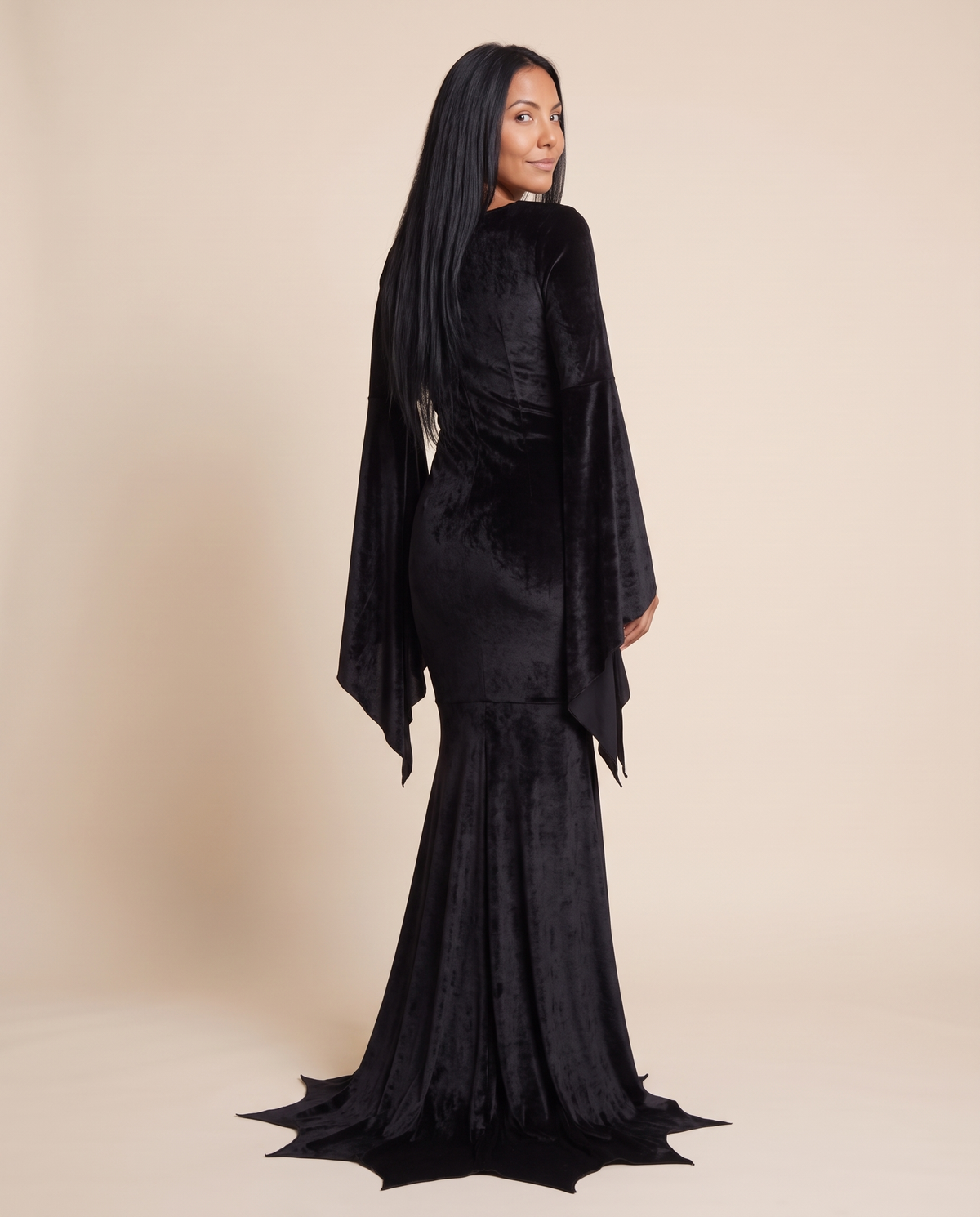 Women's Black Velvet Gothic Vampire Gown – back view
