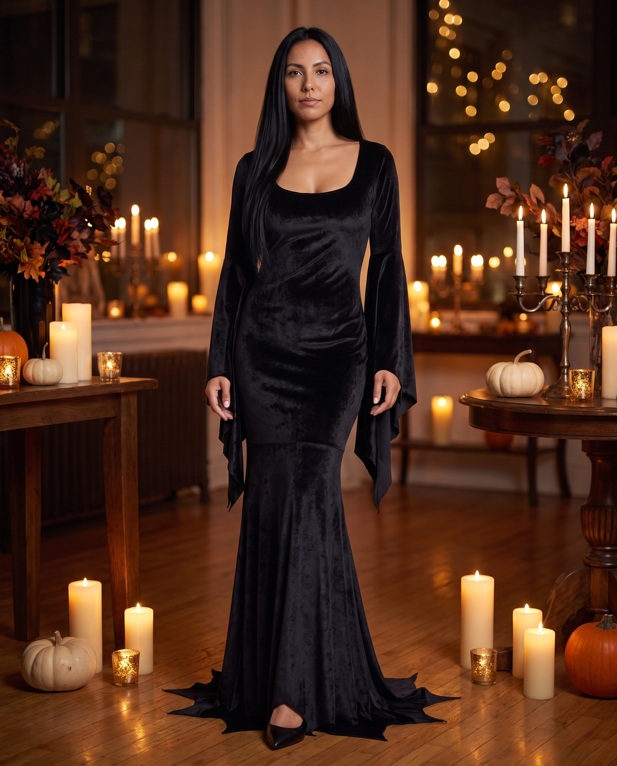 Women's Black Velvet Gothic Vampire Gown – Halloween party