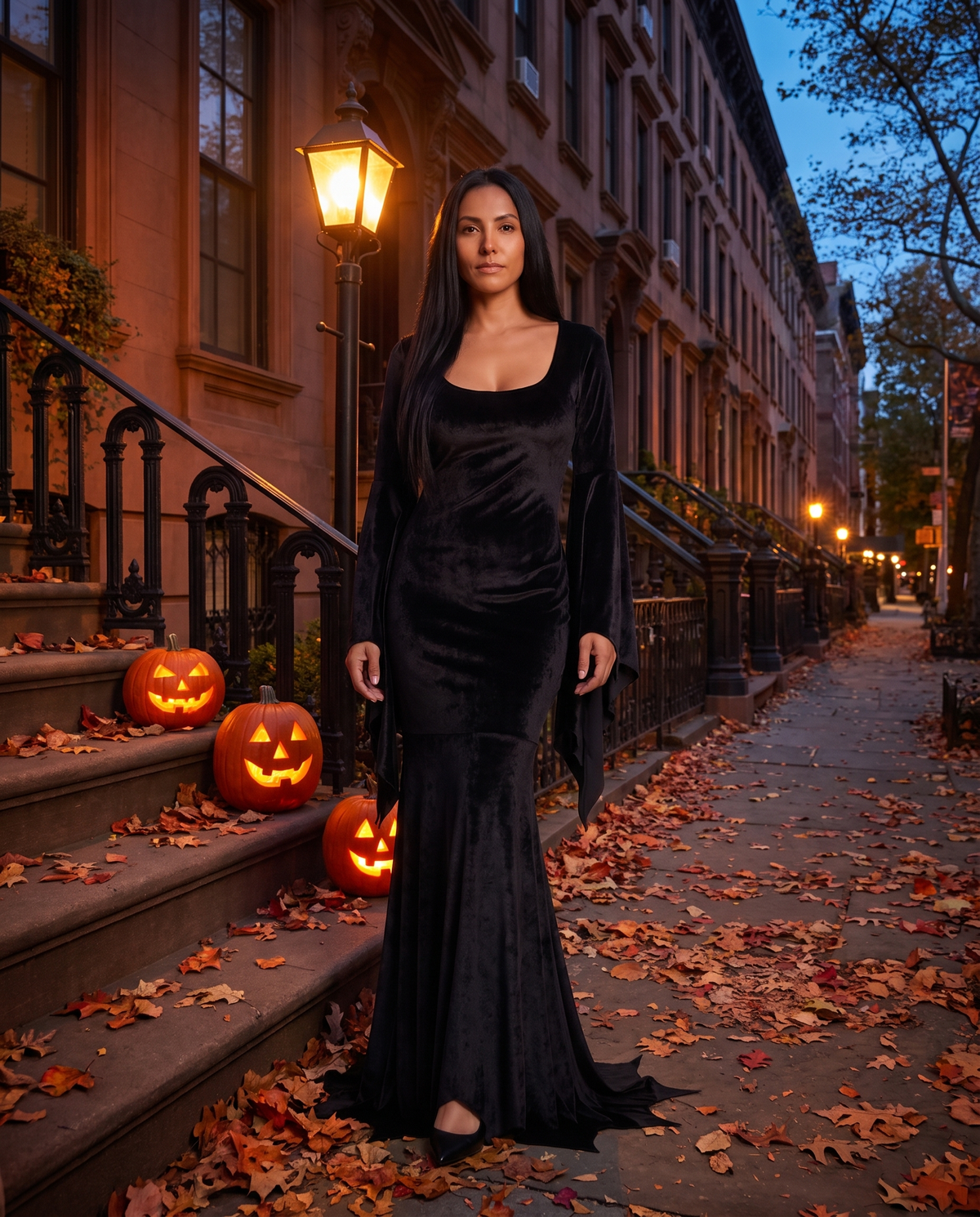 Women's Black Velvet Gothic Vampire Gown – New York street Halloween