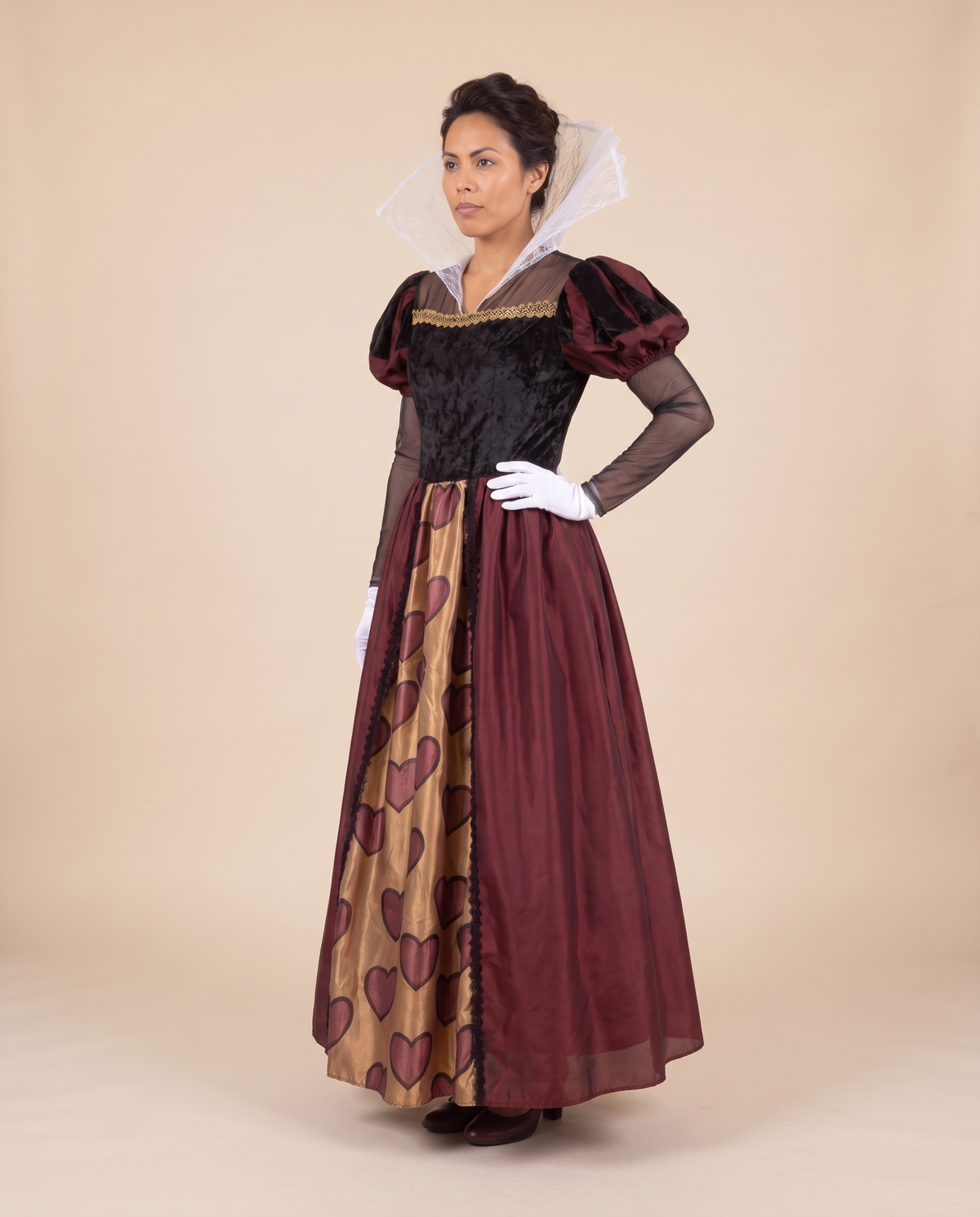 Women's Red Queen of Hearts Costume Gown – three-quarter view