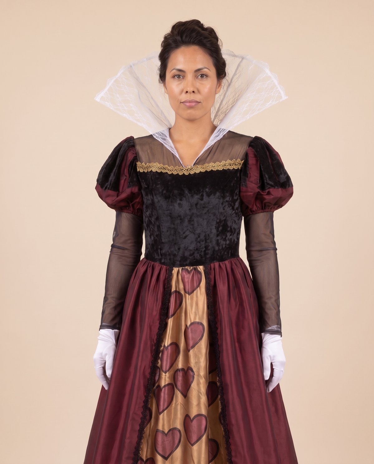 Women's Red Queen of Hearts Costume Gown – close-up