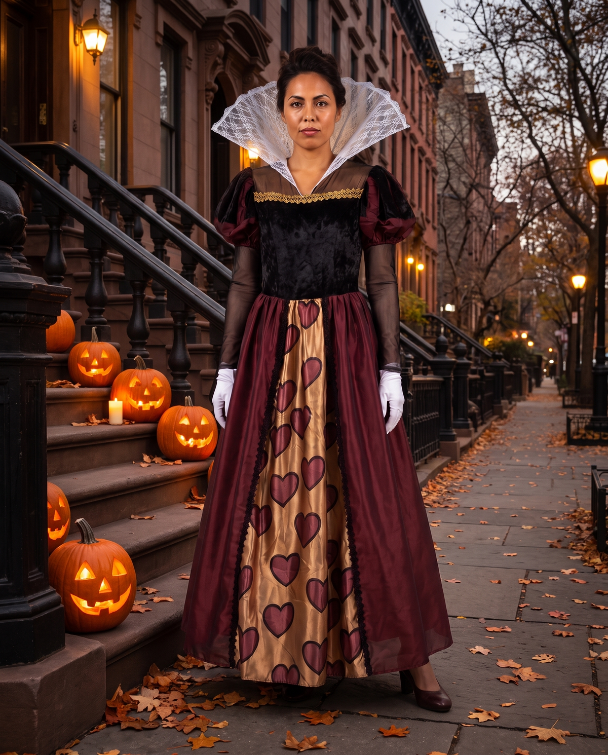 Women's Red Queen of Hearts Costume Gown – New York street Halloween