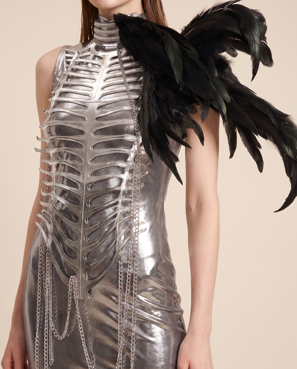 Women's Metallic Chain Maxi Dress – detail