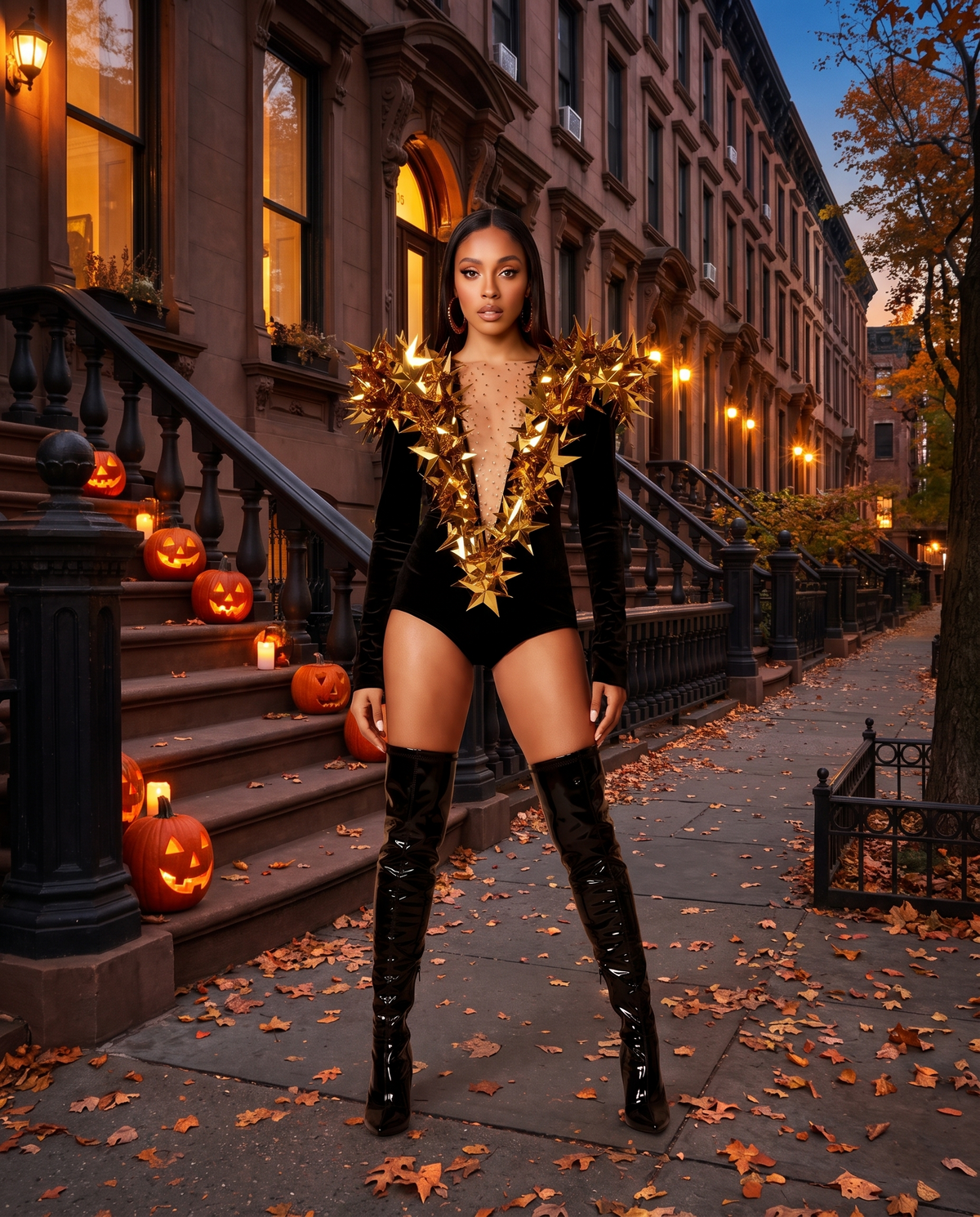 Women's Gold Star Sequin Bodysuit – New York street Halloween