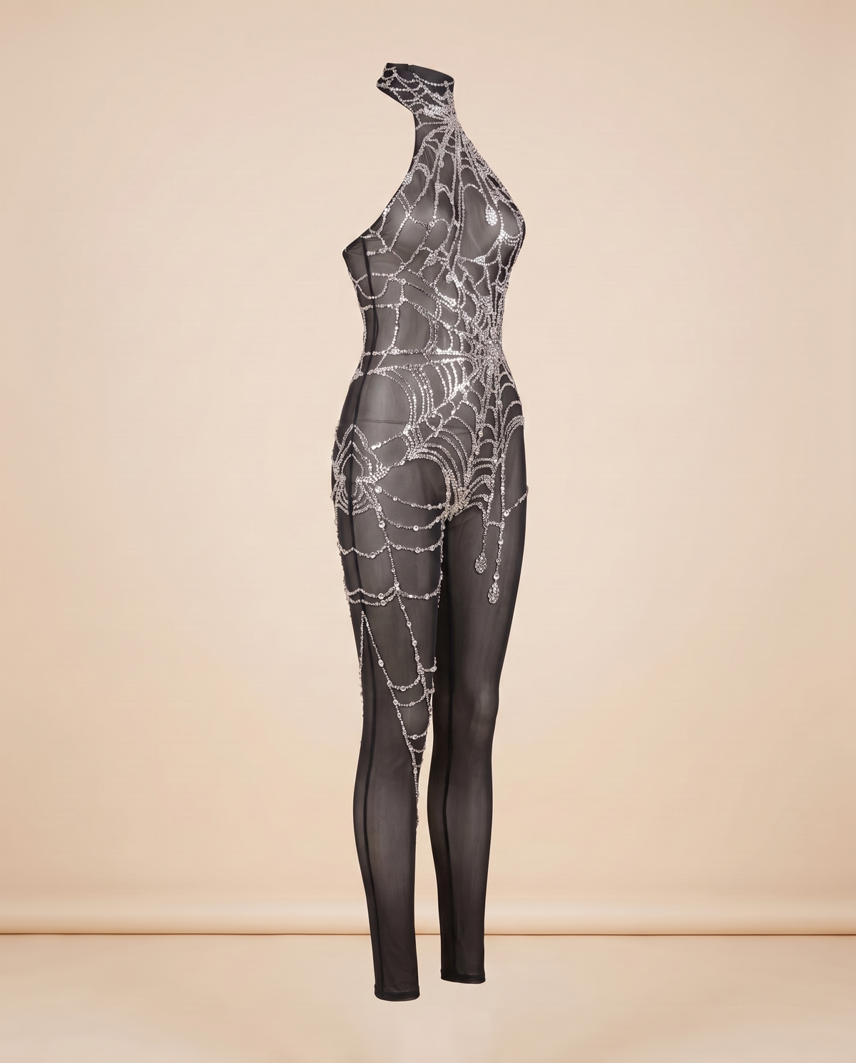 Women's Cobweb Rhinestone Cutout Jumpsuit – three-quarter view