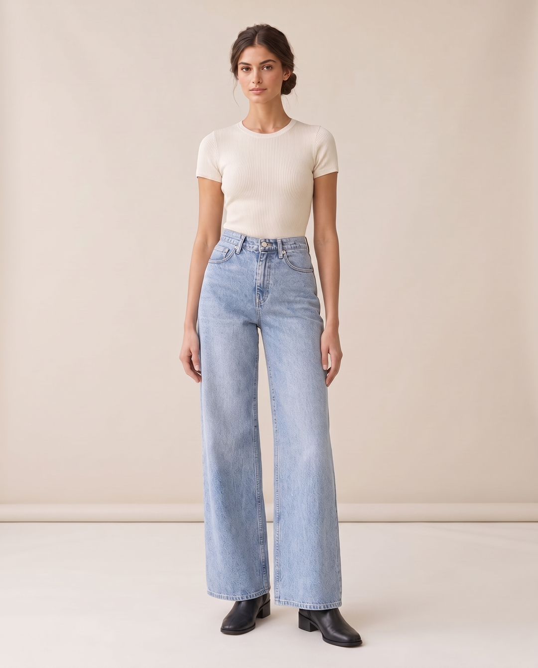Faustine Baggy Flare High Waisted Jeans — front
