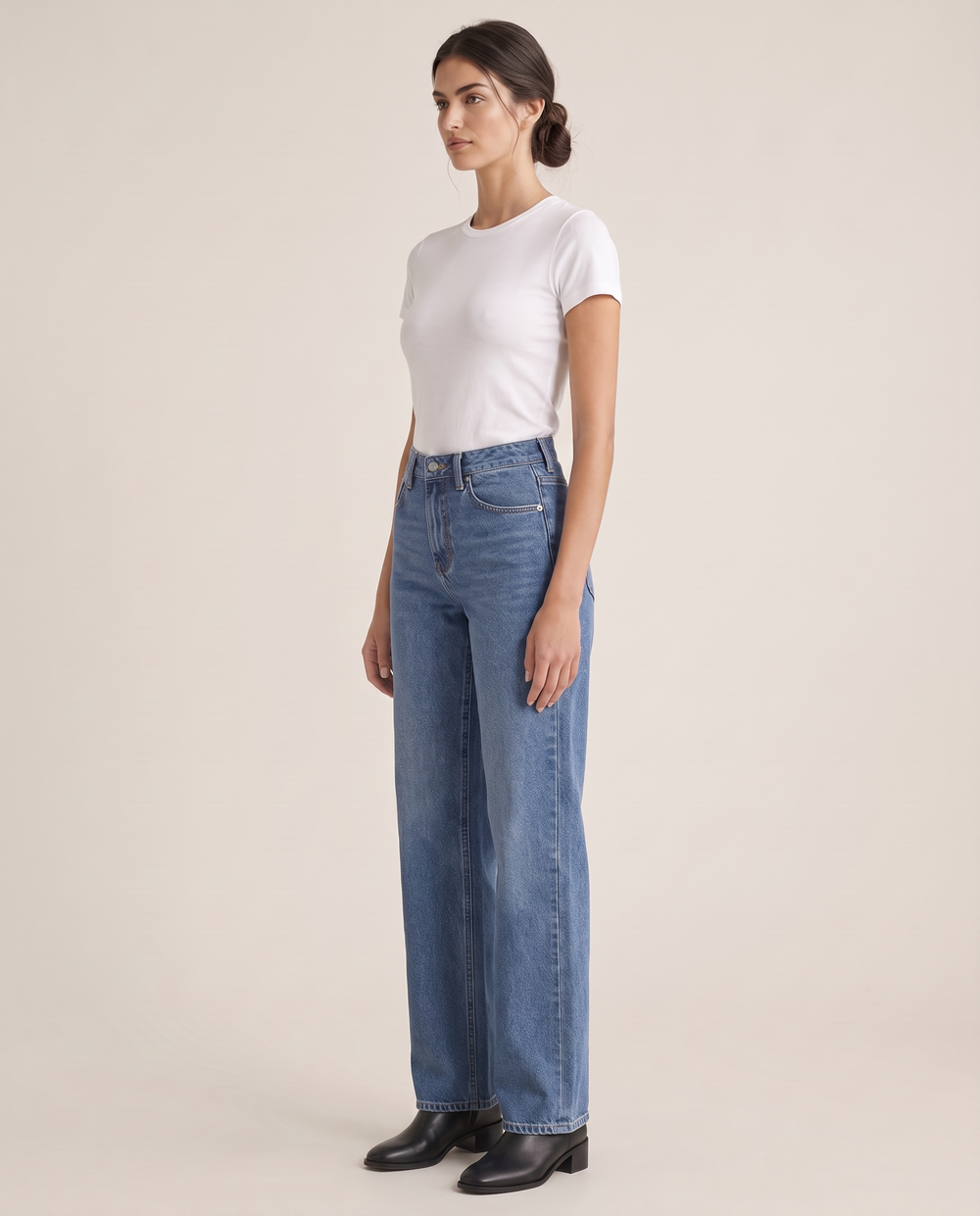 Ridgway High-Rise Straight Wide-Leg Jeans — three-quarter view