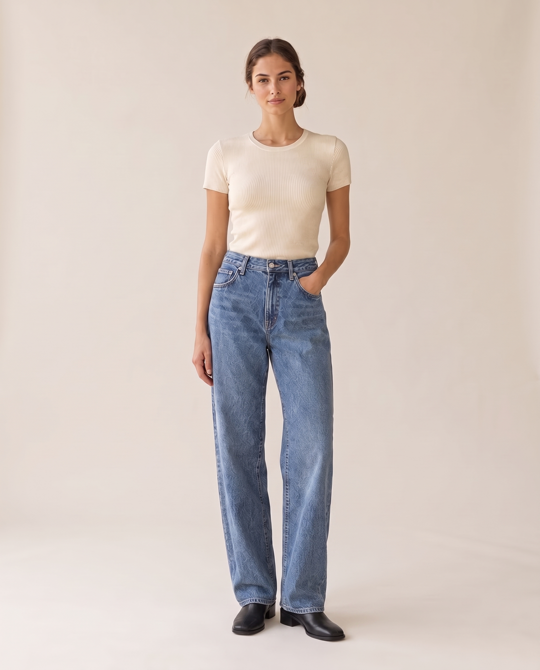 Lola Blue Denim Baggy Relaxed Jeans — front