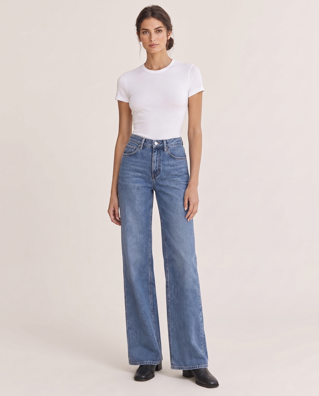 Ridgway High-Rise Straight Wide-Leg Jeans — front