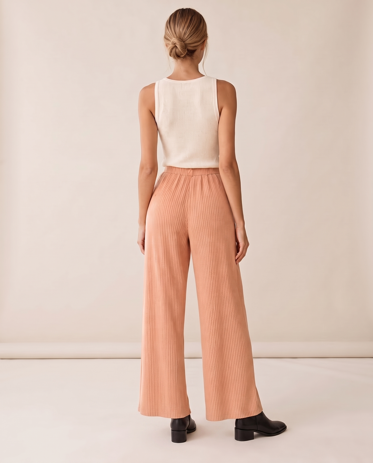 Langley Ribbed Wide-Leg Pants — back