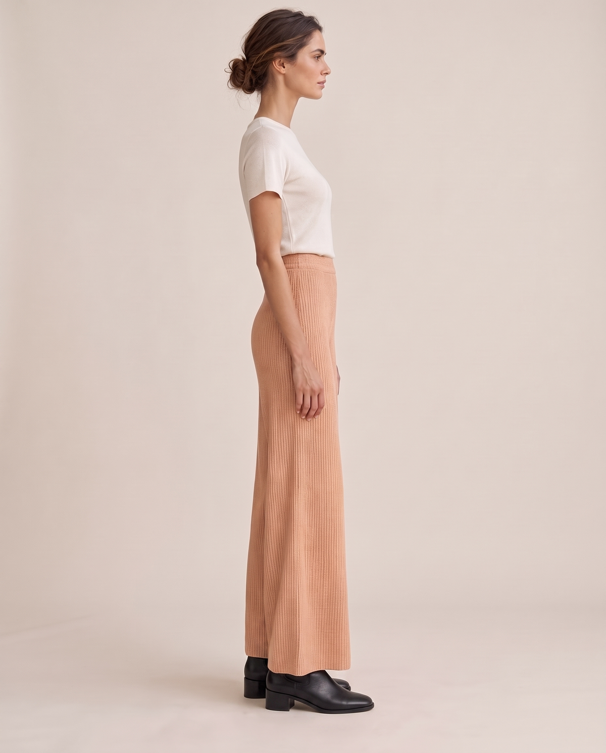 Langley Ribbed Wide-Leg Pants — side view