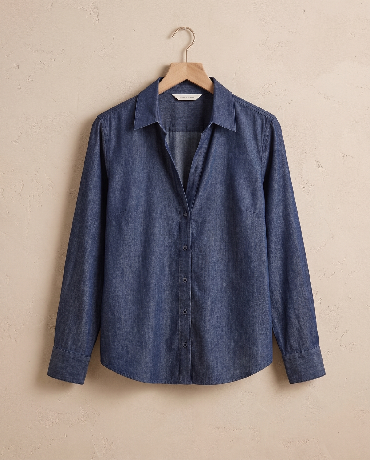 Amelie Denim-Look Blouse — on hanger