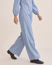 Ashland Cold-Shoulder Wide-Leg Jumpsuit — leg detail