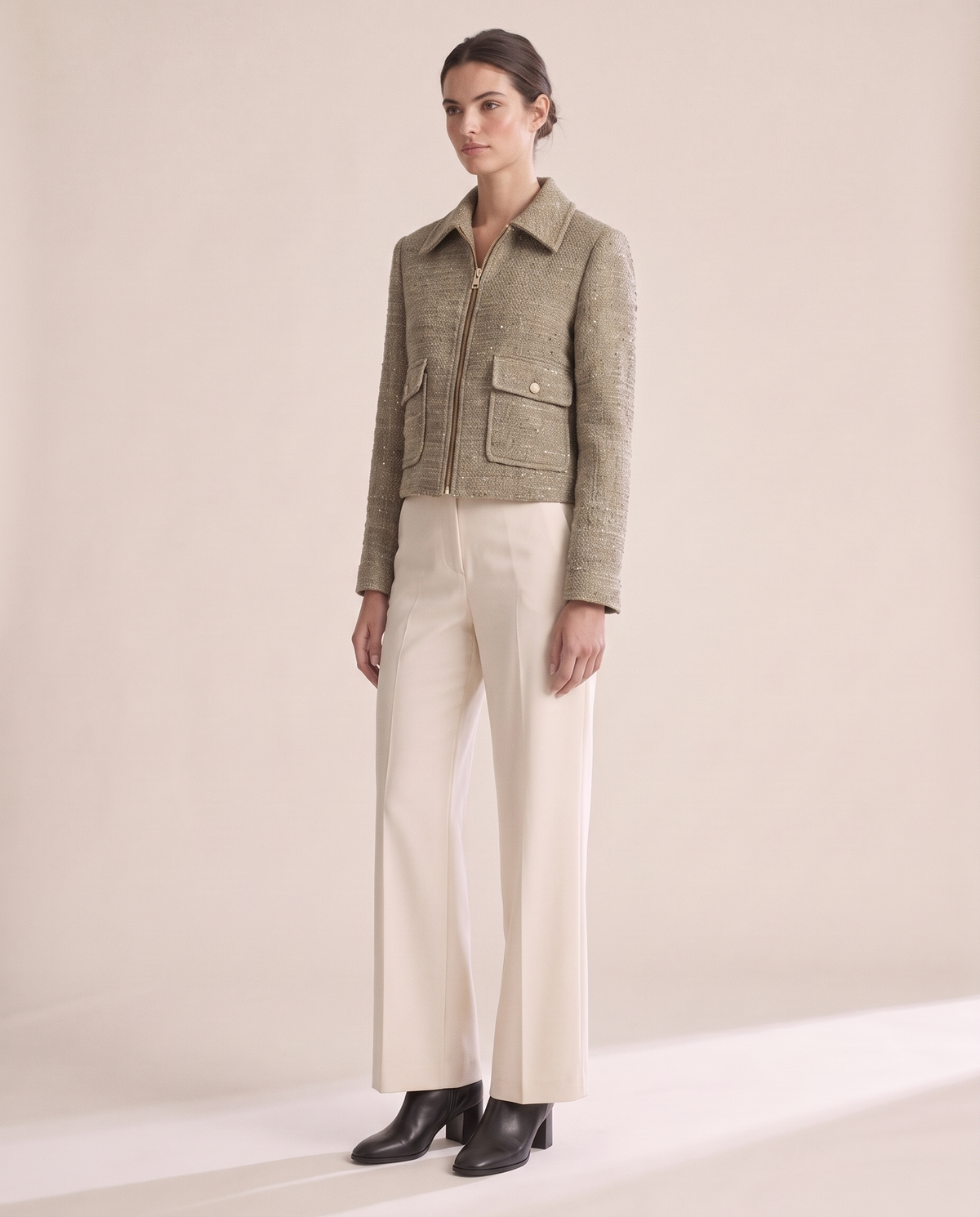 Tweed Zip Jacket for Women — three-quarter view