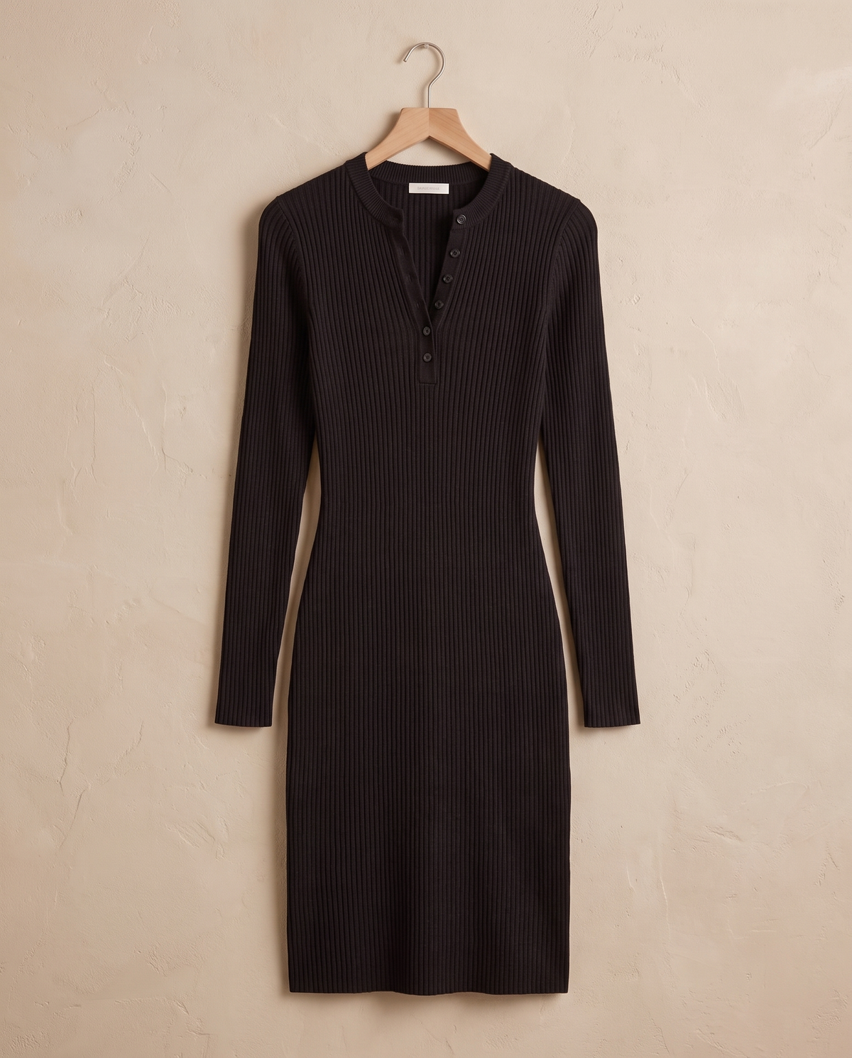 Alpine Cozy Ribbed Knit Sweater Dress — on hanger