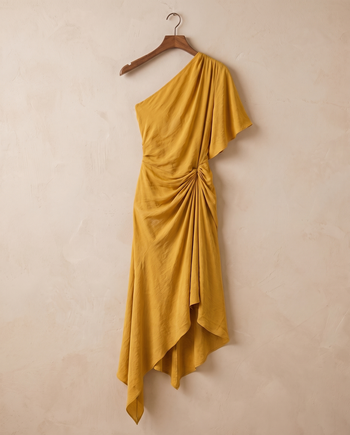 Tidewater Chic One-Shoulder Asymmetrical Hem Dress — on hanger