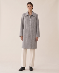 Polo Collar Coat with Pockets — grey, studio front