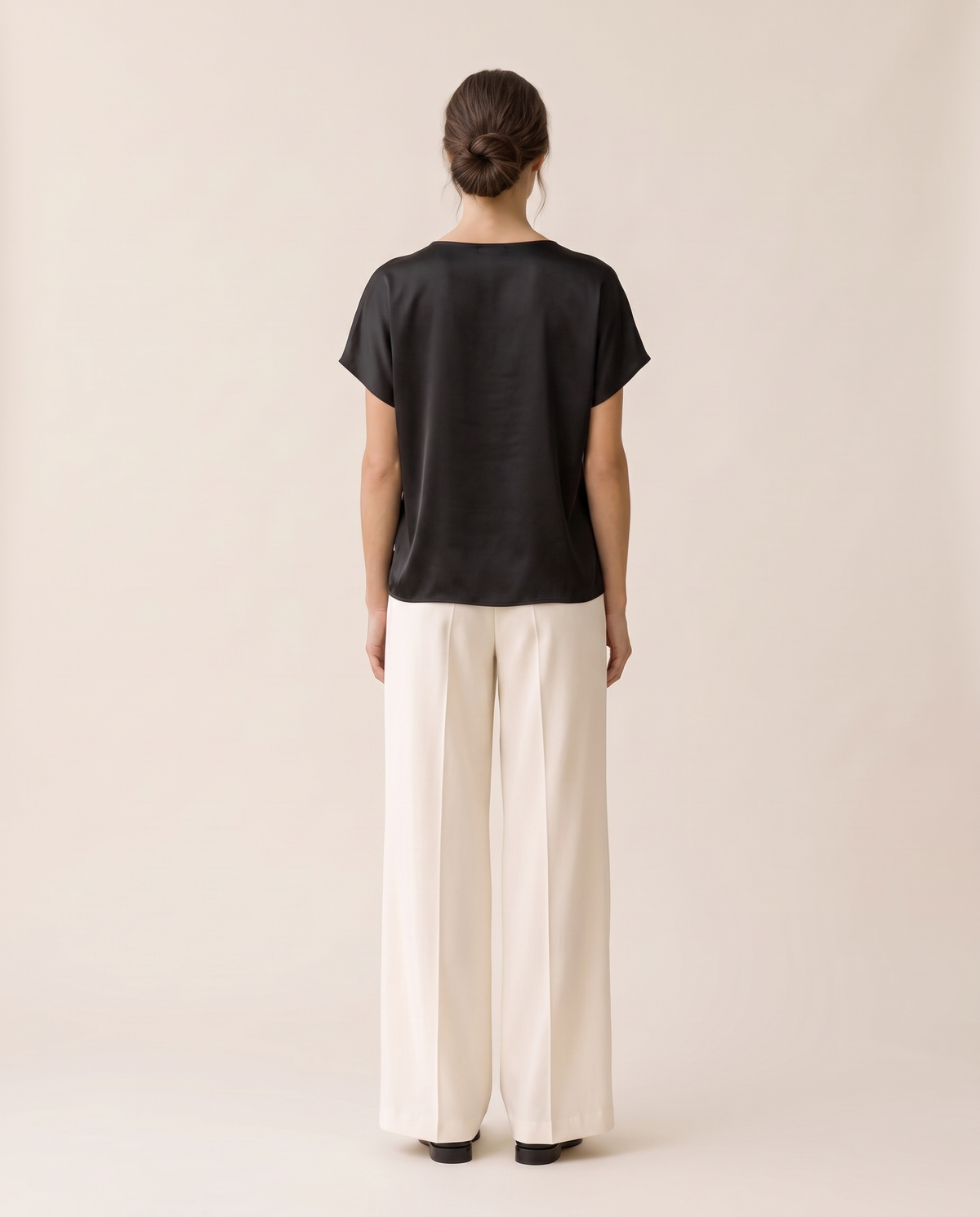 Uinta Elegant Draped Cowl Neck Top — studio back