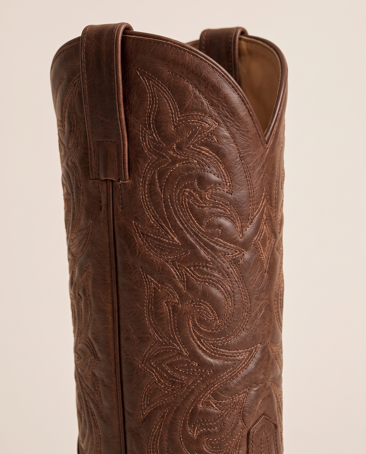 Genuine Leather Cowboy Boots with Embroidery — embroidery detail