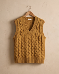 Falmouth Versatile Cable Knit Sweater Vest — on hanger