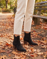 Western Ankle Boots with Pointed Toe — worn in Central Park in autumn