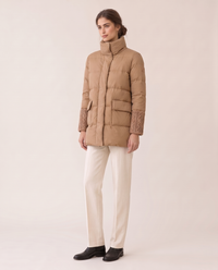 Lightweight Duck Down Puffer Coat — three-quarter view