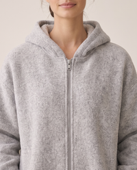 Oversized Hooded Fleece Jacket — hood and zip close-up