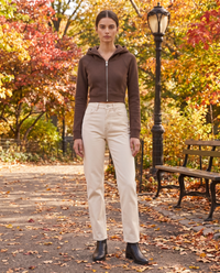 Double-Layer Hooded Zip Jacket — worn in Central Park in autumn