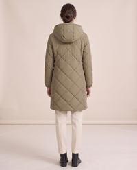 Waterproof Hooded Longline Winter Jacket — studio back
