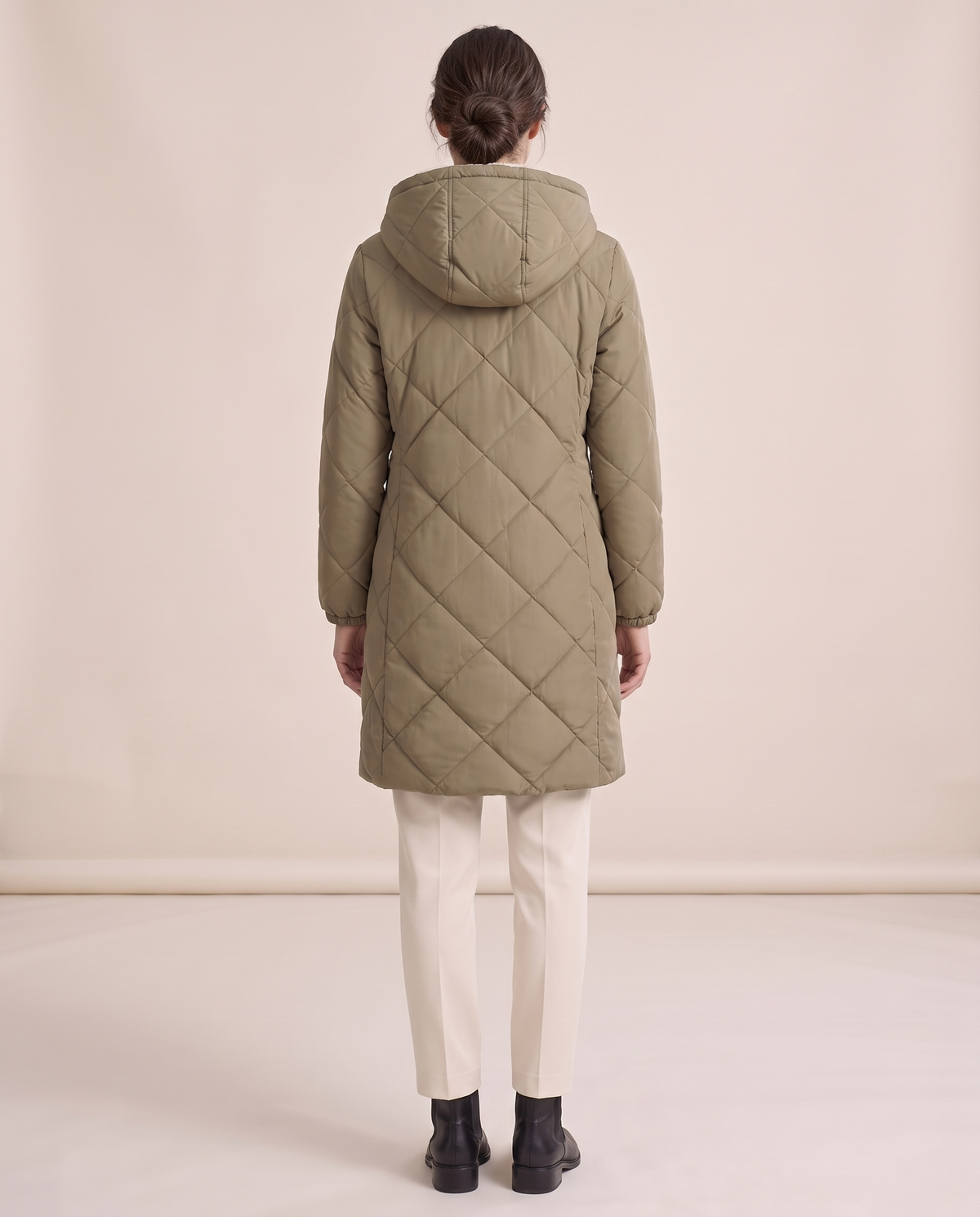 Waterproof Hooded Longline Winter Jacket — studio back