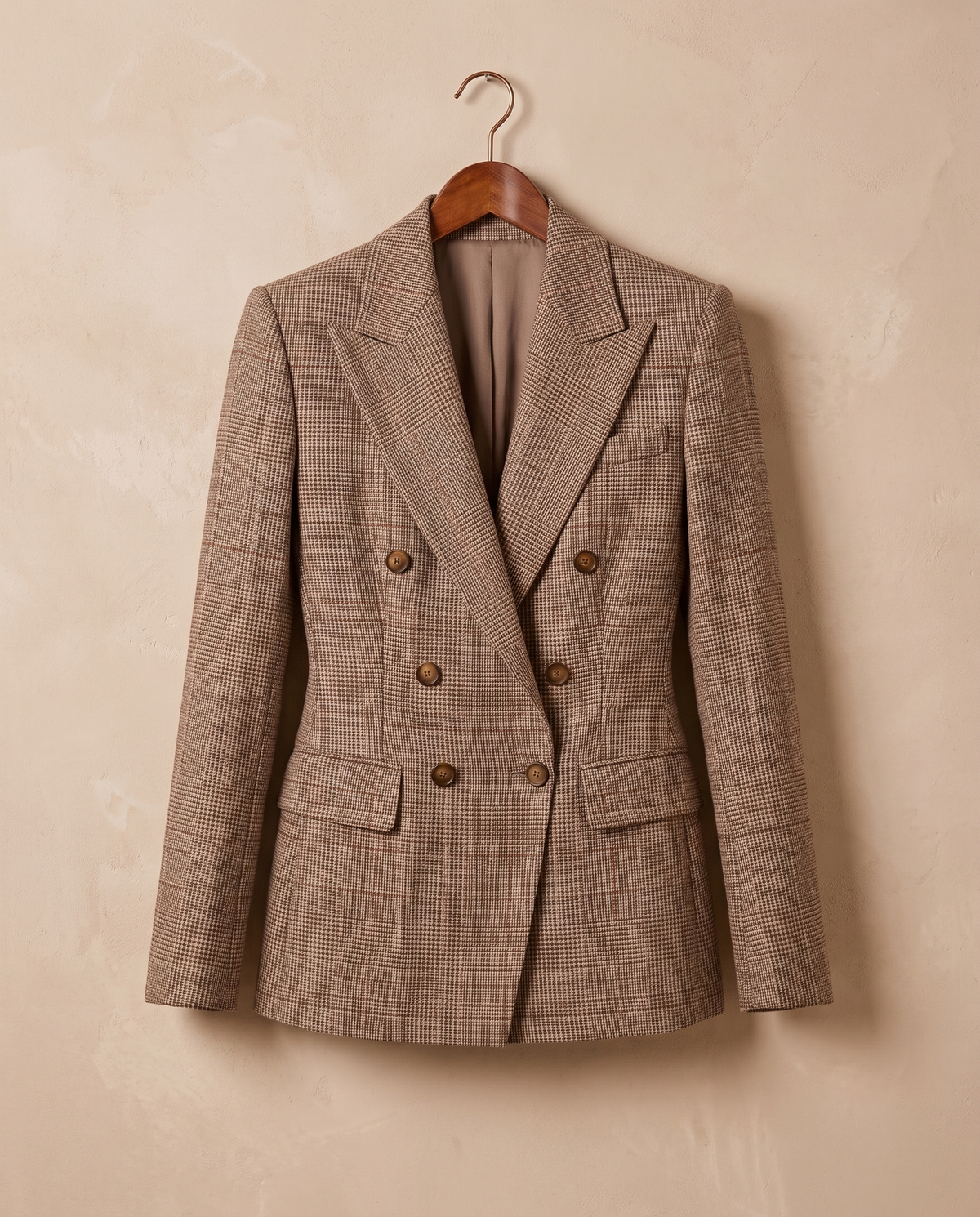 Quimper Tailored Plaid Peak Lapel Blazer — on hanger