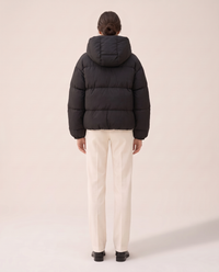 Oversized Hooded Puffer Jacket for Women — studio back