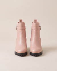 Pull-On Ankle Boots with Buckle Strap and Lug Sole — tender pink