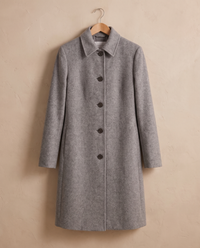 Wool-Blend Coat with Fold-Down Collar — on hanger