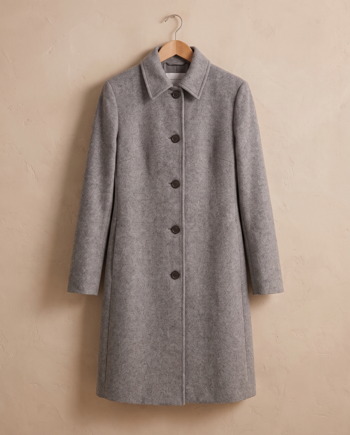 Wool-Blend Coat with Fold-Down Collar — on hanger