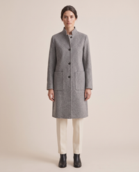 Stand-Collar Wool-Blend Coat with Pockets — studio front