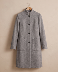 Stand-Collar Wool-Blend Coat with Pockets — on hanger