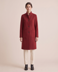 Stand-Collar Wool-Blend Coat with Pockets — red