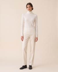 Merano Classic Solid Knit Turtleneck Sweater — White